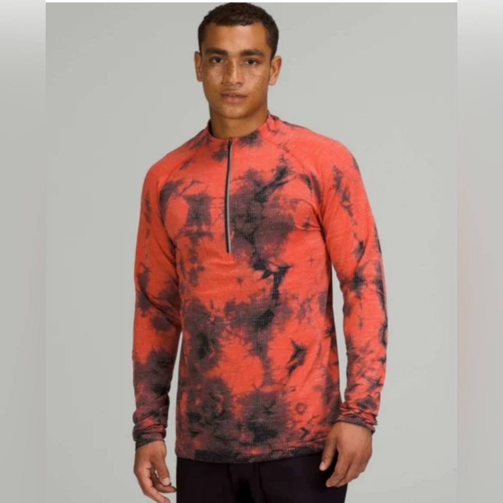 Lululemon Metal Vent Tech Halfzip2.0 Disconnect Marble Dye Autumn Red EUC Unisex
